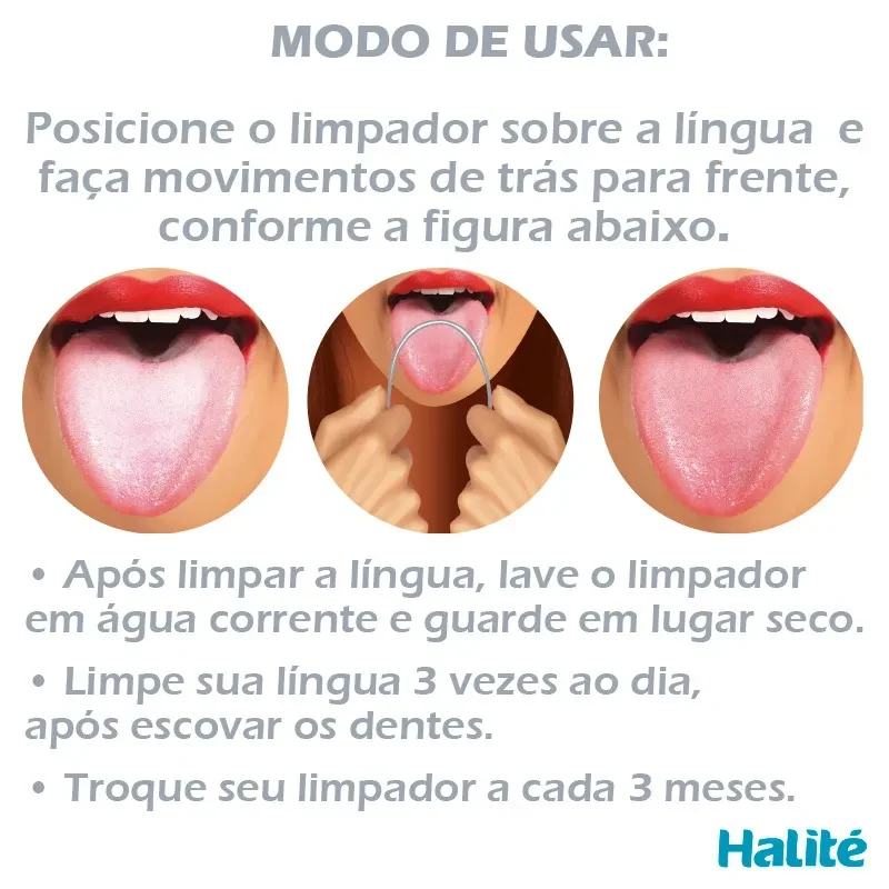 Modo de usar — Limpador de Língua Halité
